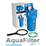 10" Big Blue® Filter Housing for cold water. Complete with bracket, wrench and gauge with extension.