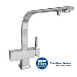 Three-way kitchen sink tap for cold,
 hot and filtered water.